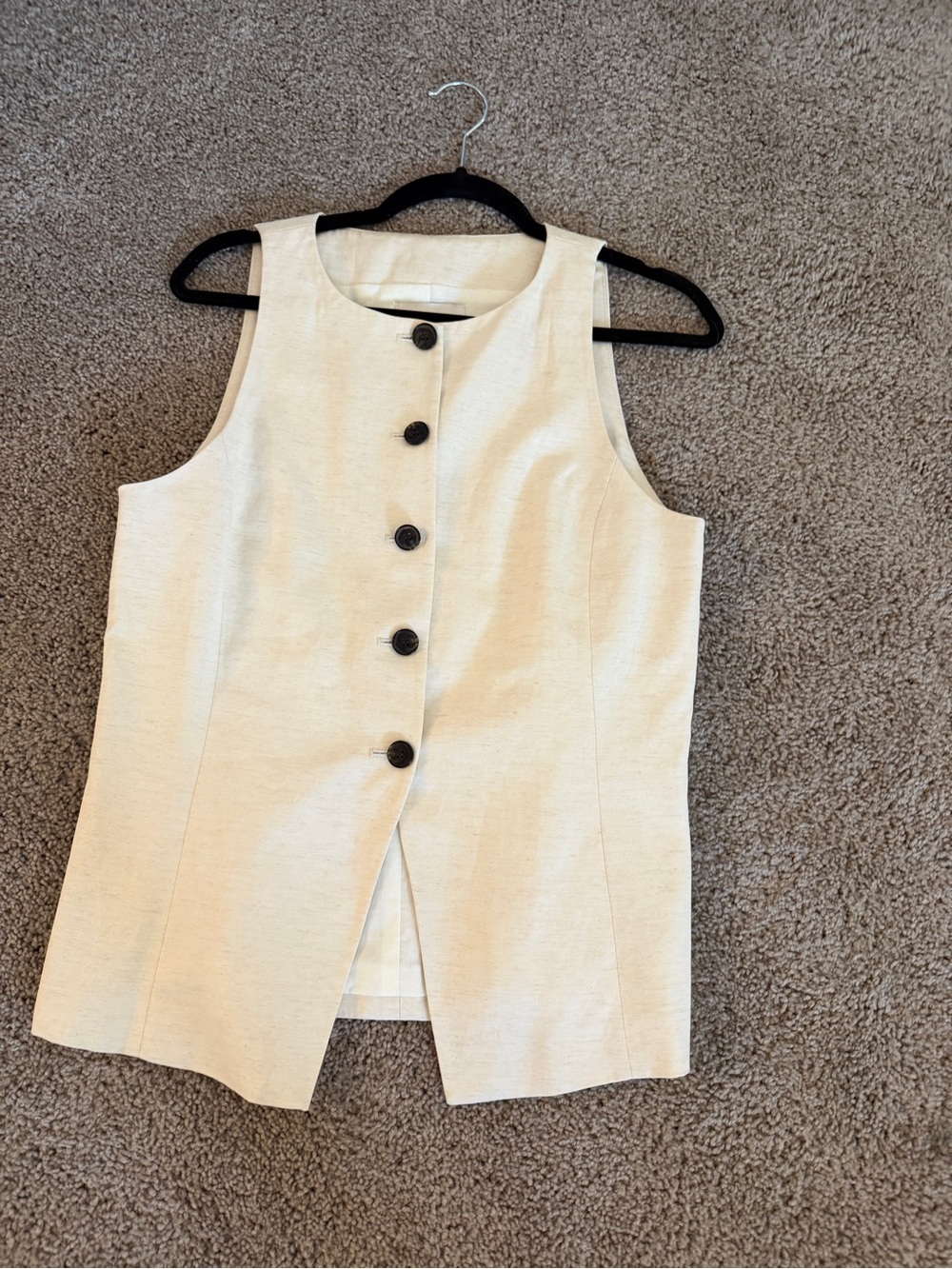 Madewell Cream Button-Front Long Vest
